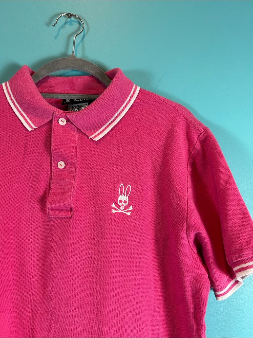 Psycho Bunny Pink Polo with Contrast Tipping size 5